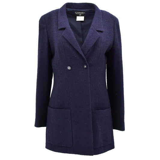 Chanel Double Breasted Jacket Navy 96P #40