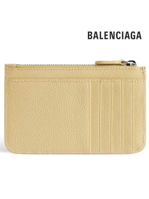 Luxury Balenciaga  Cash Large Long Coin Card Wallet Light Yellow