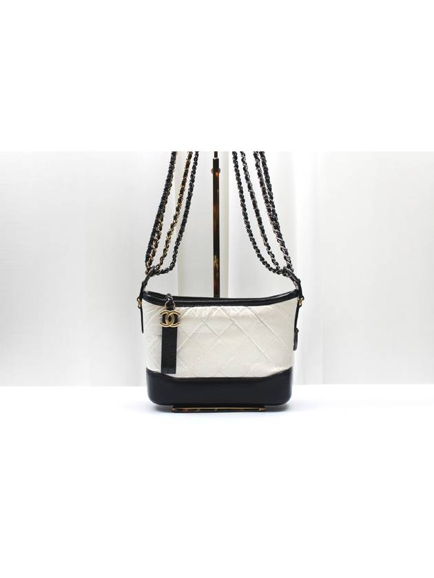 Gabriel Hobo Bag Small White Black Shoulder 25th A91810 Chanel