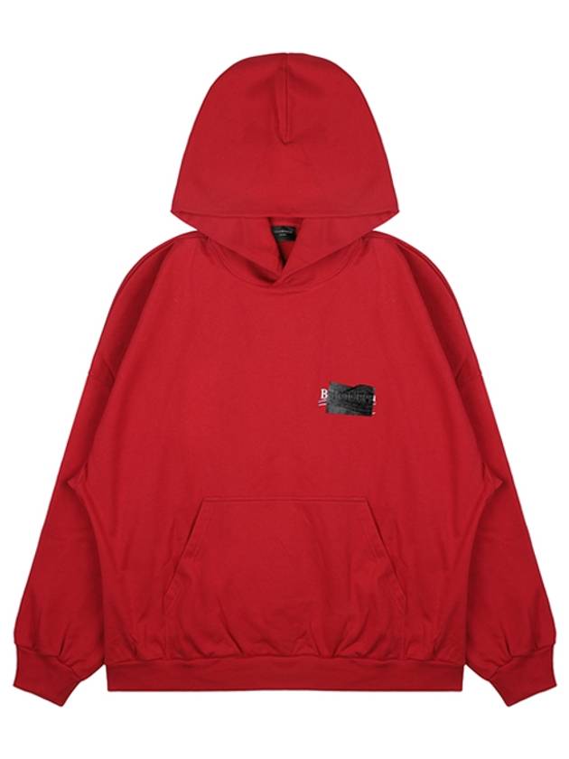 Luxury Balenciaga  Logo Tape Hoodie Red