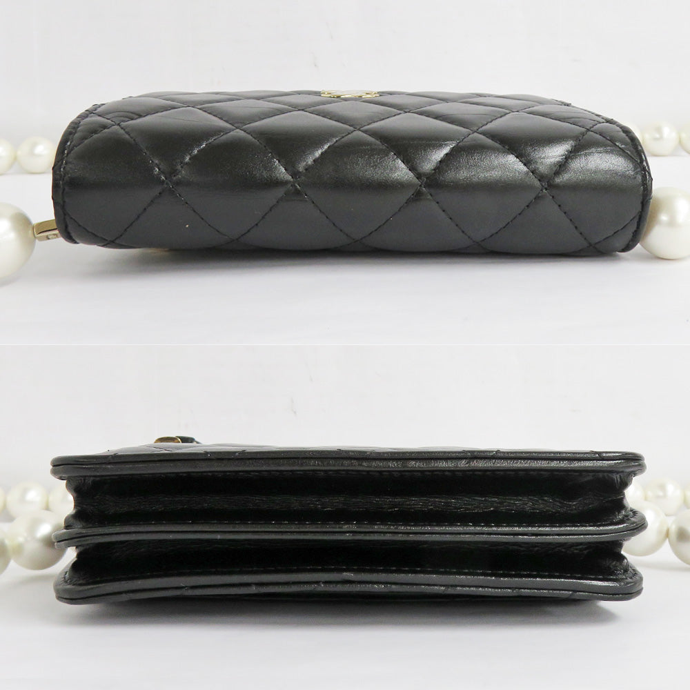 CHANEL CHANEL MATRASSE SHOLDERWALLET AP1898  Pearl Black G   31st Black Wallet