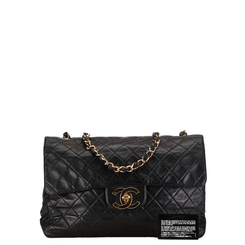 Chanel Mattrase Coco Single Flap  Chain Shoulder Bag Black Lambskin  CHANEL