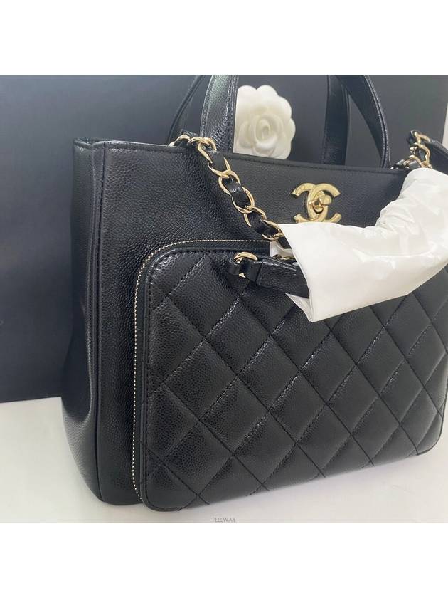 Gold Hardware Small Grained Calfskin Tote Bag Black Chanel