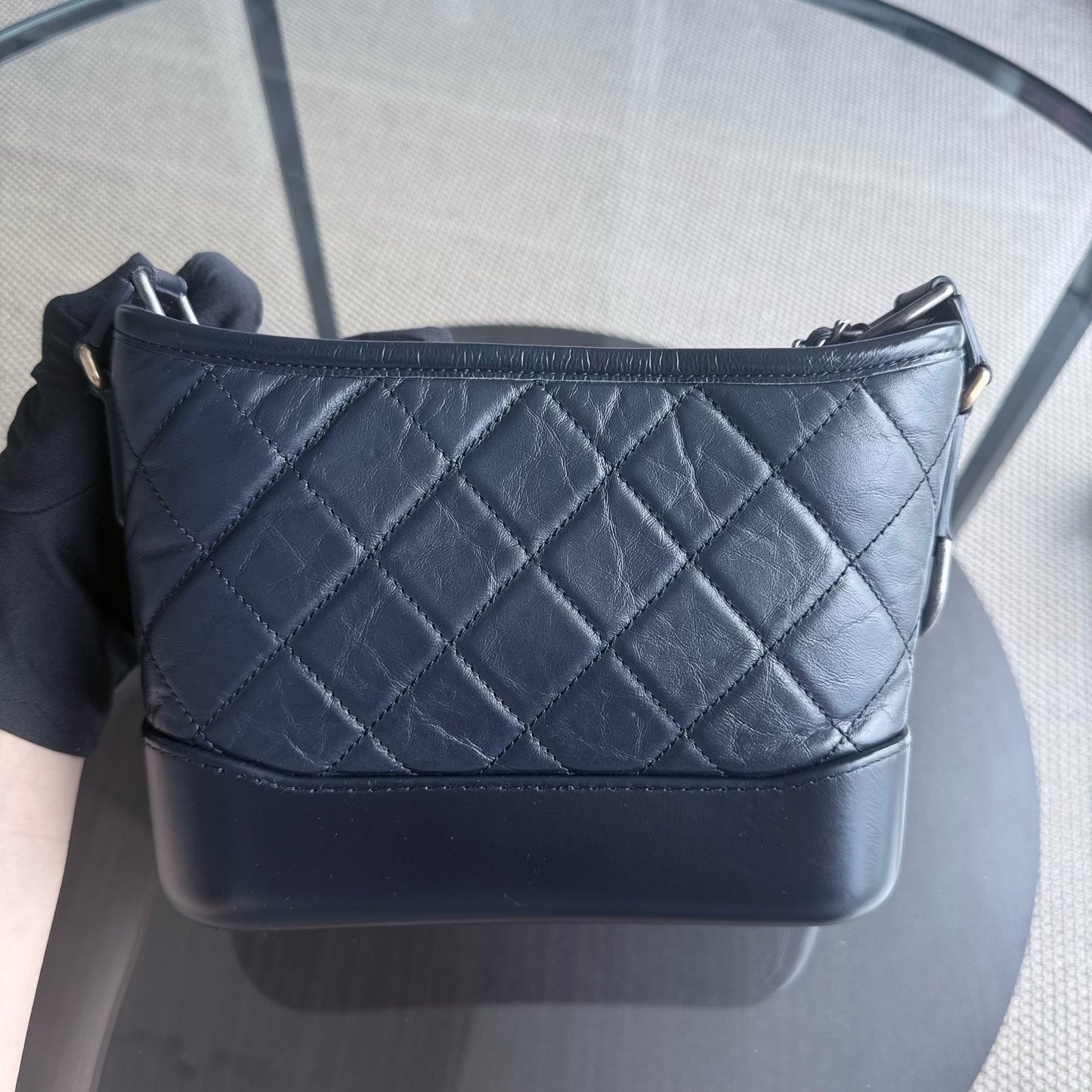 Chanel Gabrielle Small - Aged Calfskin Dark Blue Mixed Gold Hardware Series 26