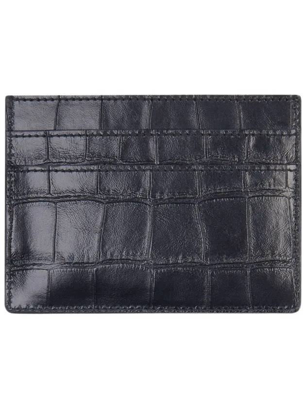Luxury Balenciaga  BB Logo Metal Tab Crocker Card Wallet Drak Grey