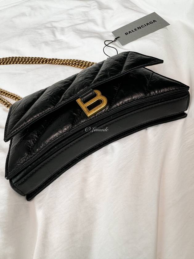 Luxury Balenciaga  Crush XS Chain Quilted Shoulder Bag Black