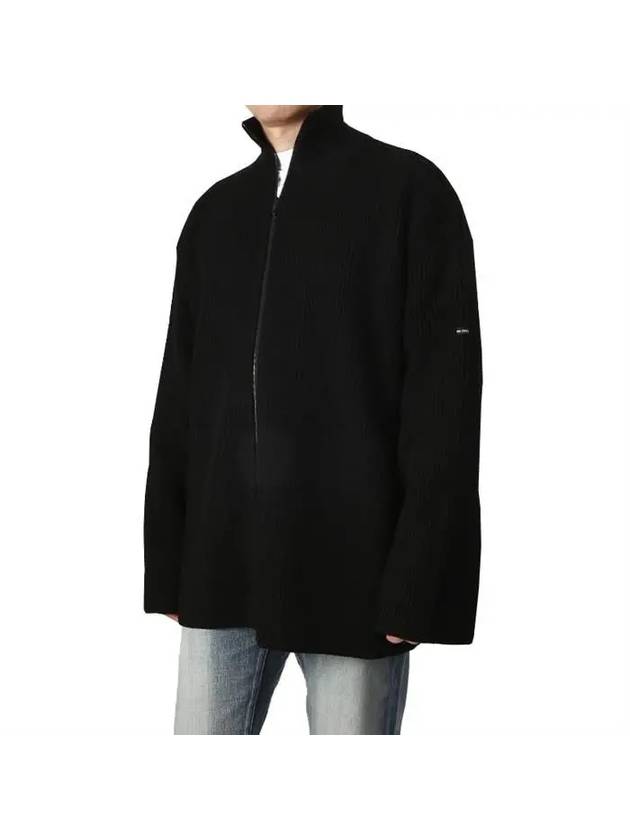 Luxury Balenciaga  Oversized Zip-Up Knit Top Black