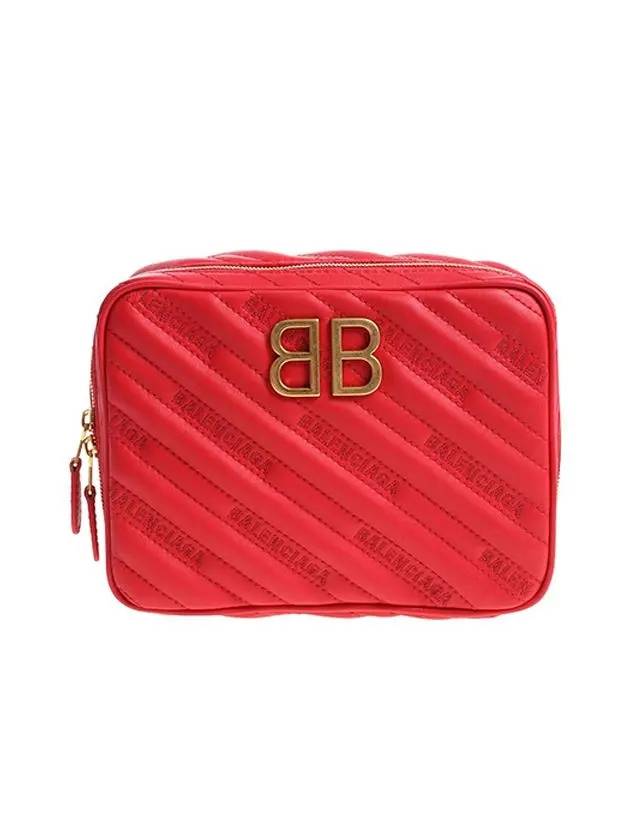 Luxury Balenciaga  BB Logo Chain Cross Bag Red