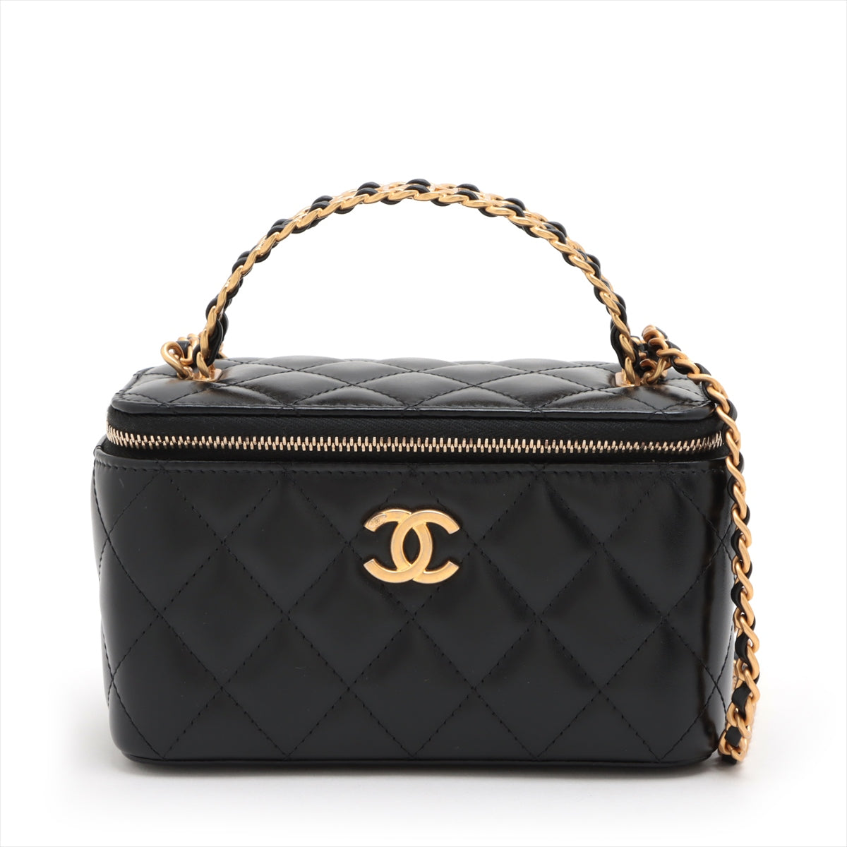 Chanel Mattress kin Chain Shoulder Bag Vanity Black Gold