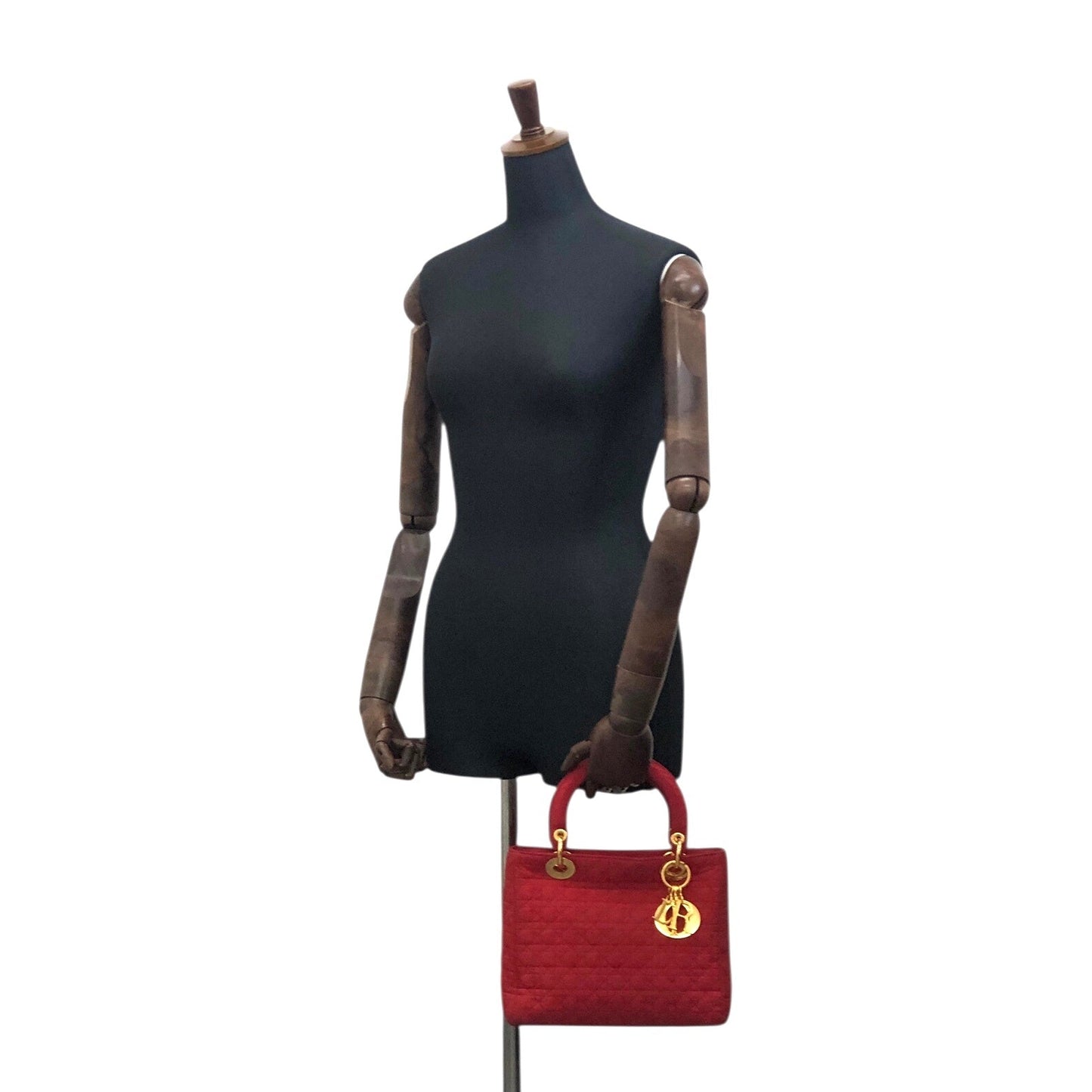 Christian Dior Cannage Charm Handbag Red Vintage cstet8