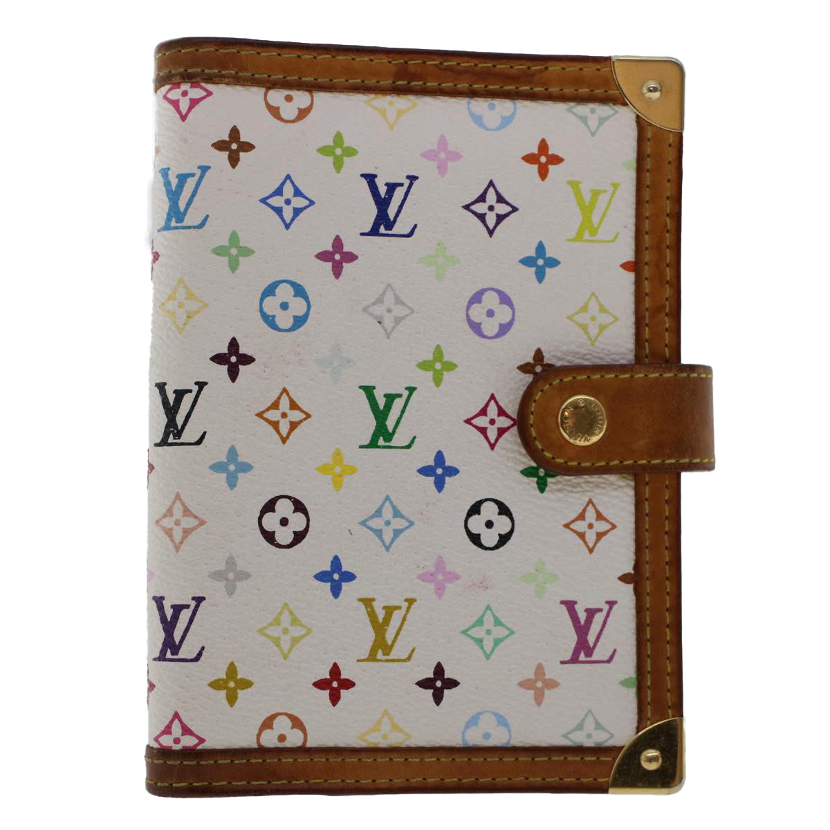 LOUIS VUITTON Multicolor Agenda PM Day Planner Cover White R21074 LV Auth 50005