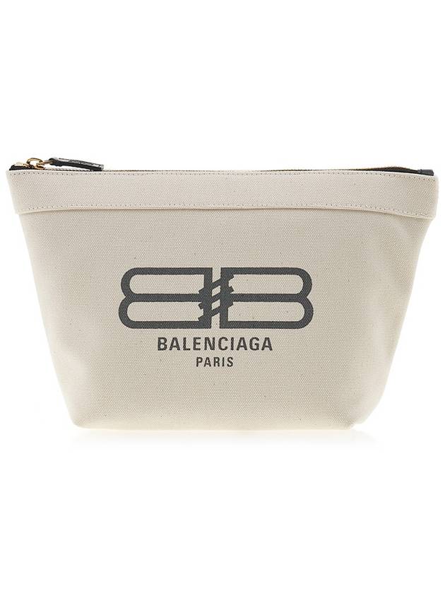 Luxury Balenciaga  Logo Print Jumbo Pouch Bag Ivory