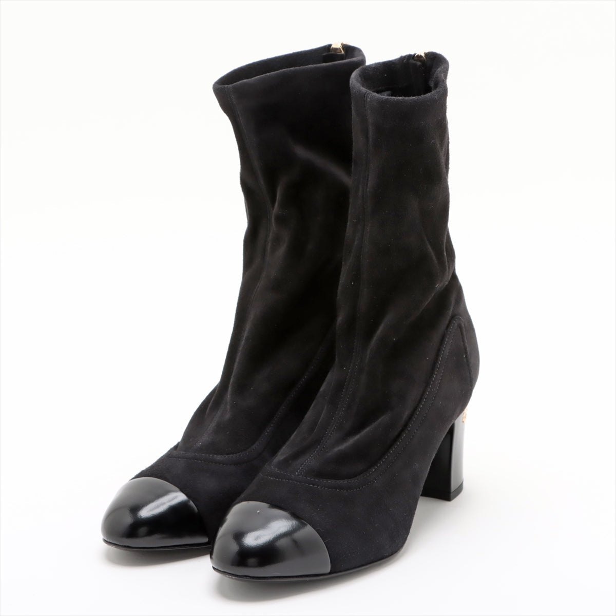 Chanel Coco Short Boots 36  Black G35000 Line Stone