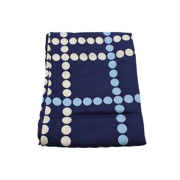 Burberry LONDON London Navy Blue Silk Scarf - Blue And White Polka Dot Print