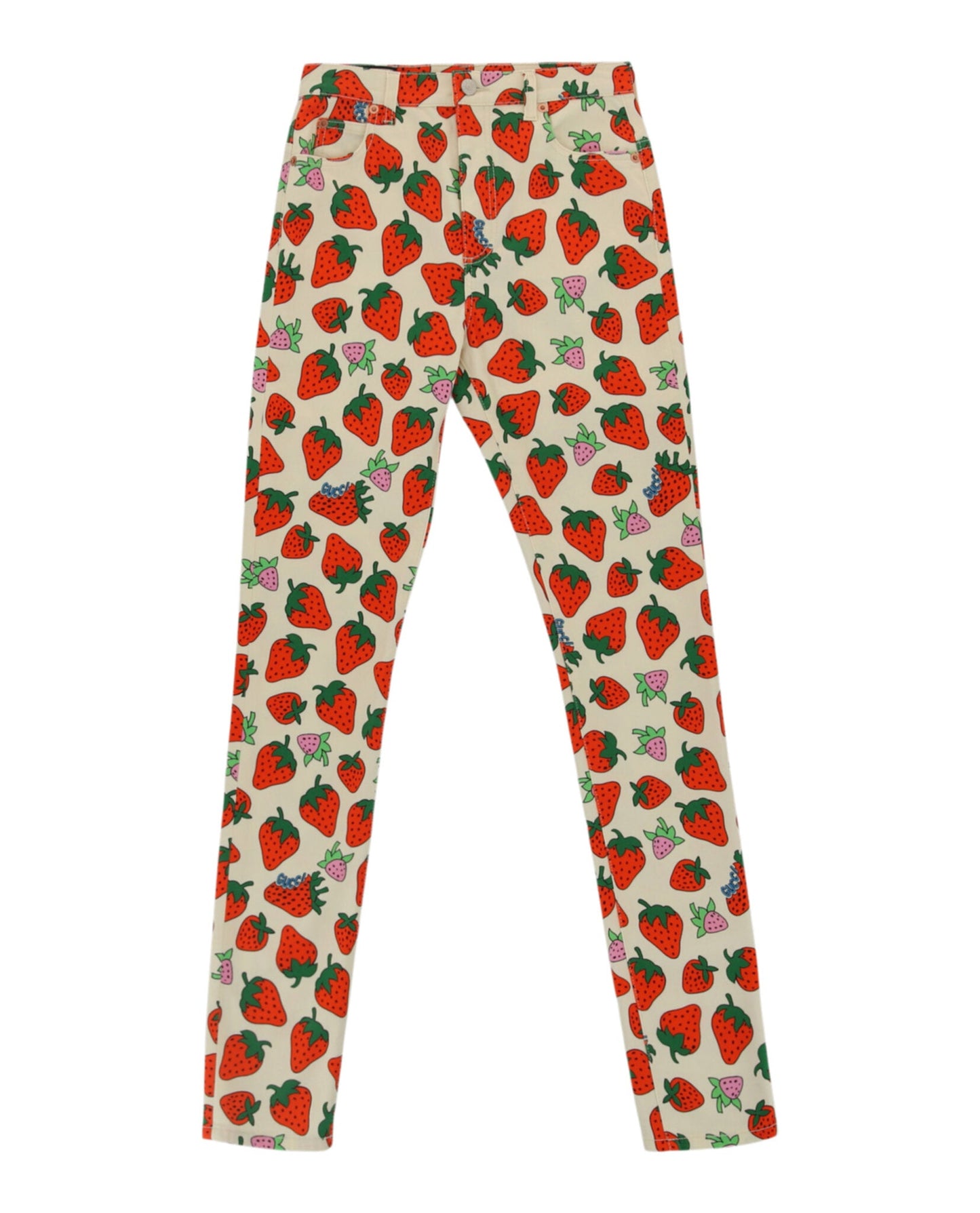 Gucci Womens Strawberry Skinny Leg Pants