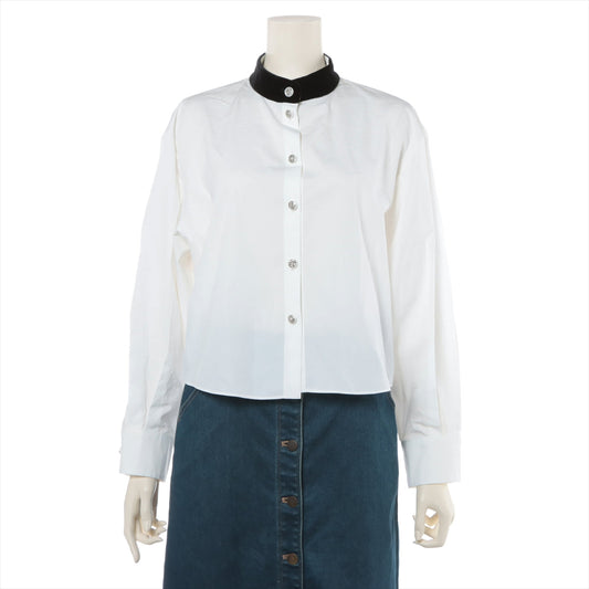 Chanel Coconut Button Cotton X Silk  36  Black X White P73408