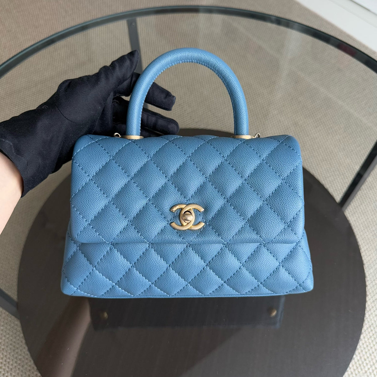 Deposit of Chanel Coco Handle Small - Caviar Quilted Blue Gold Hardware Series 25 (half amount of total)