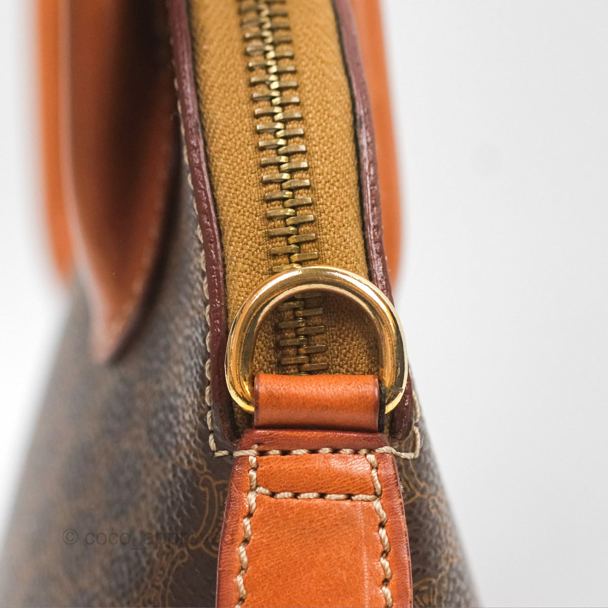 Celine Vintage Macadam Top Handle Bag Tan Brown