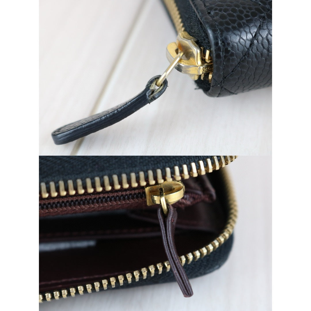 Very Good ( Rank A)｜CHANEL Caviar Skin Black Long Wallet Made In 2015 - 2016 Year｜X25040303