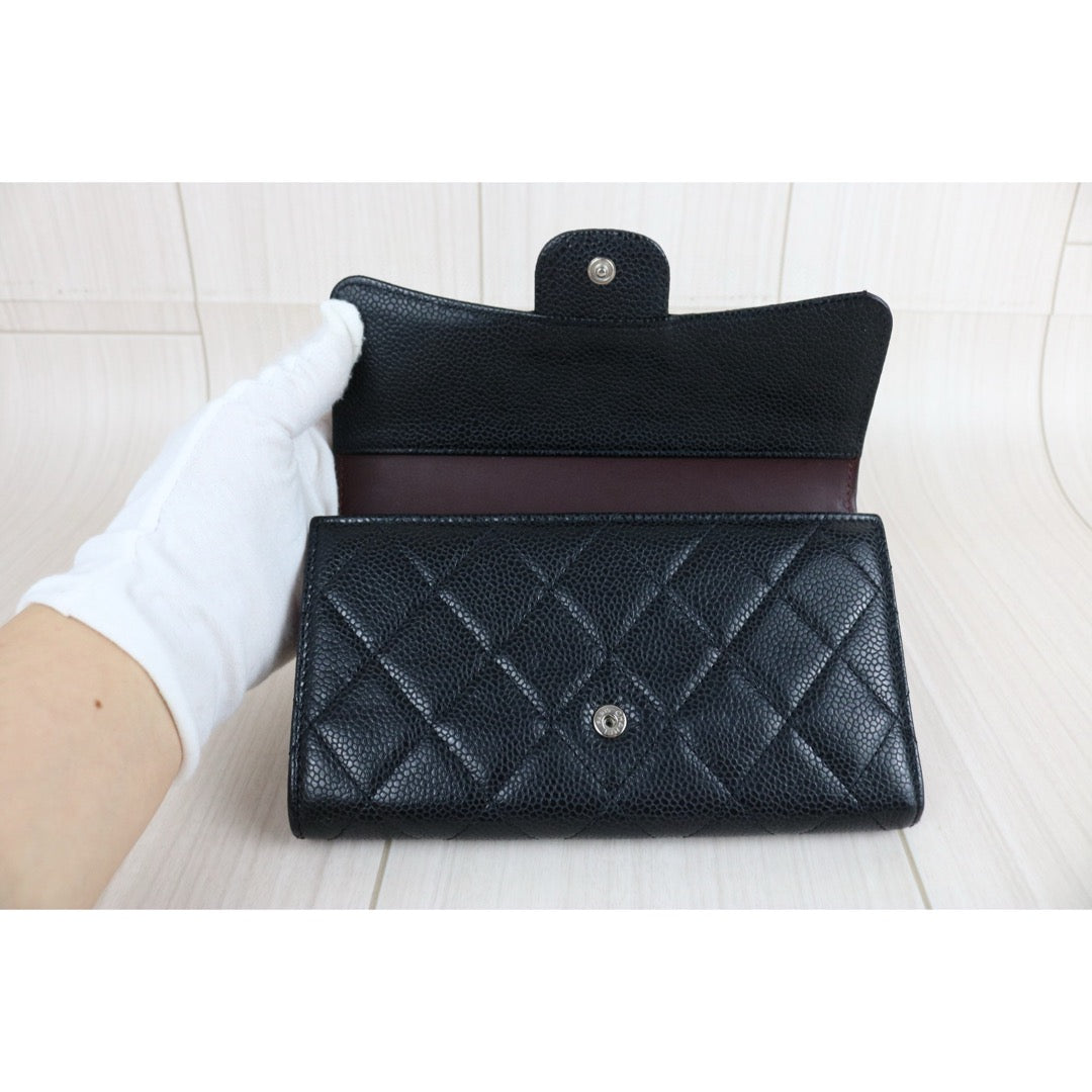 Very Good ( Rank A)｜CHANEL Caviar Skin Black Long Wallet Made In 2014 - 2015 Year｜X25050604
