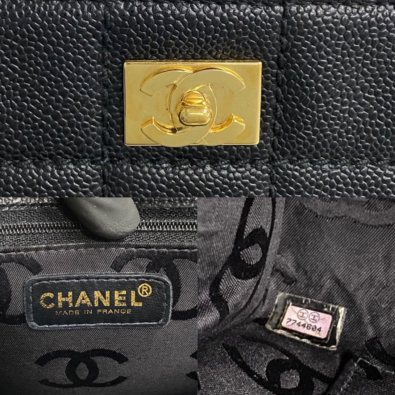 CHANEL Tote Bag Matt caviar skin black Caviar skin