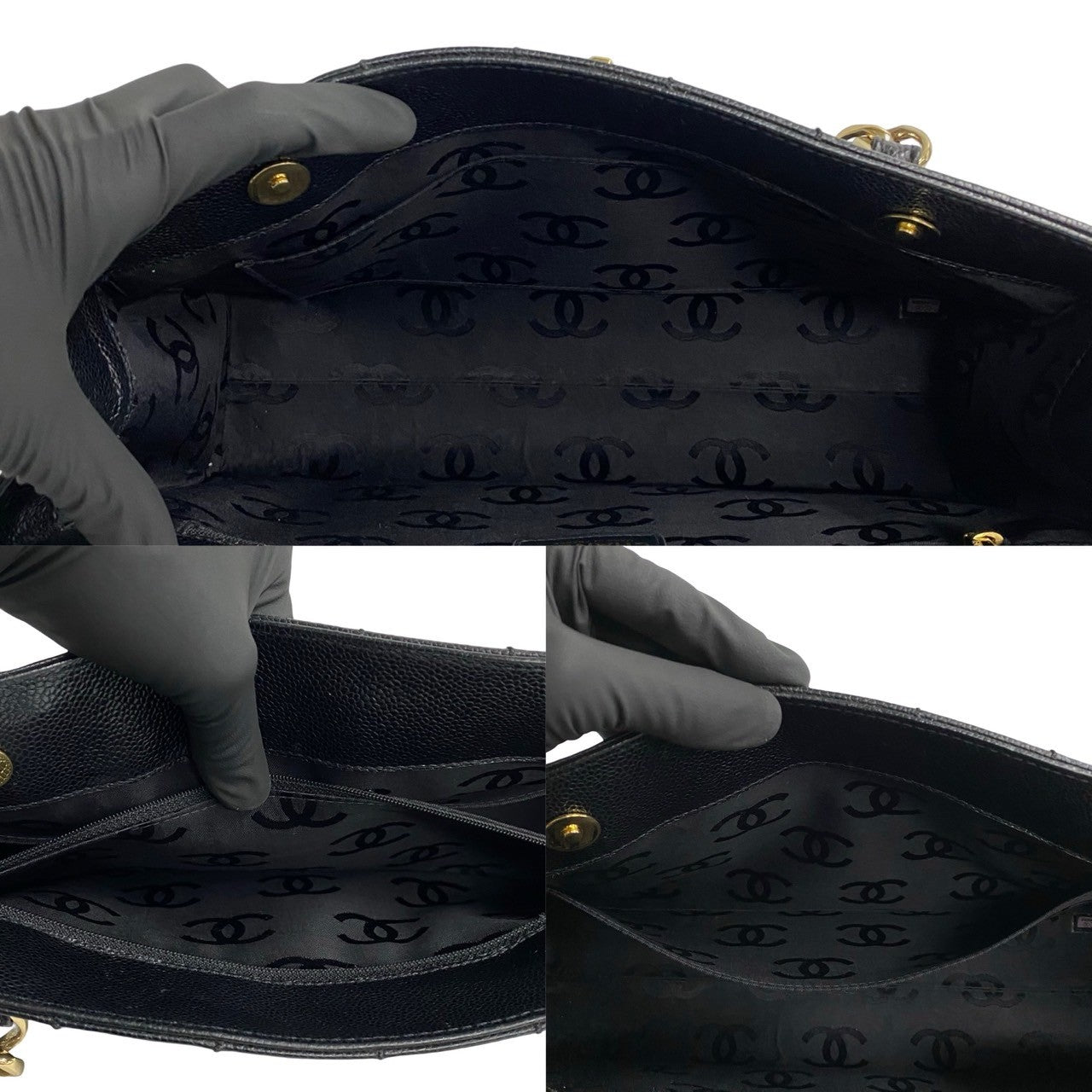 CHANEL Tote Bag Matt caviar skin black Caviar skin