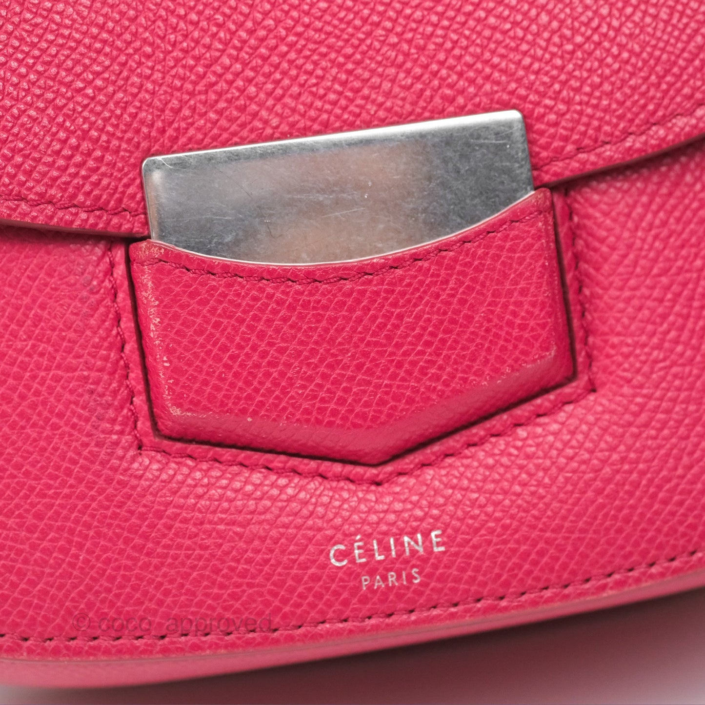 Celine Small Trotteur Crossbody Bag Grained Calfskin Dark Pink