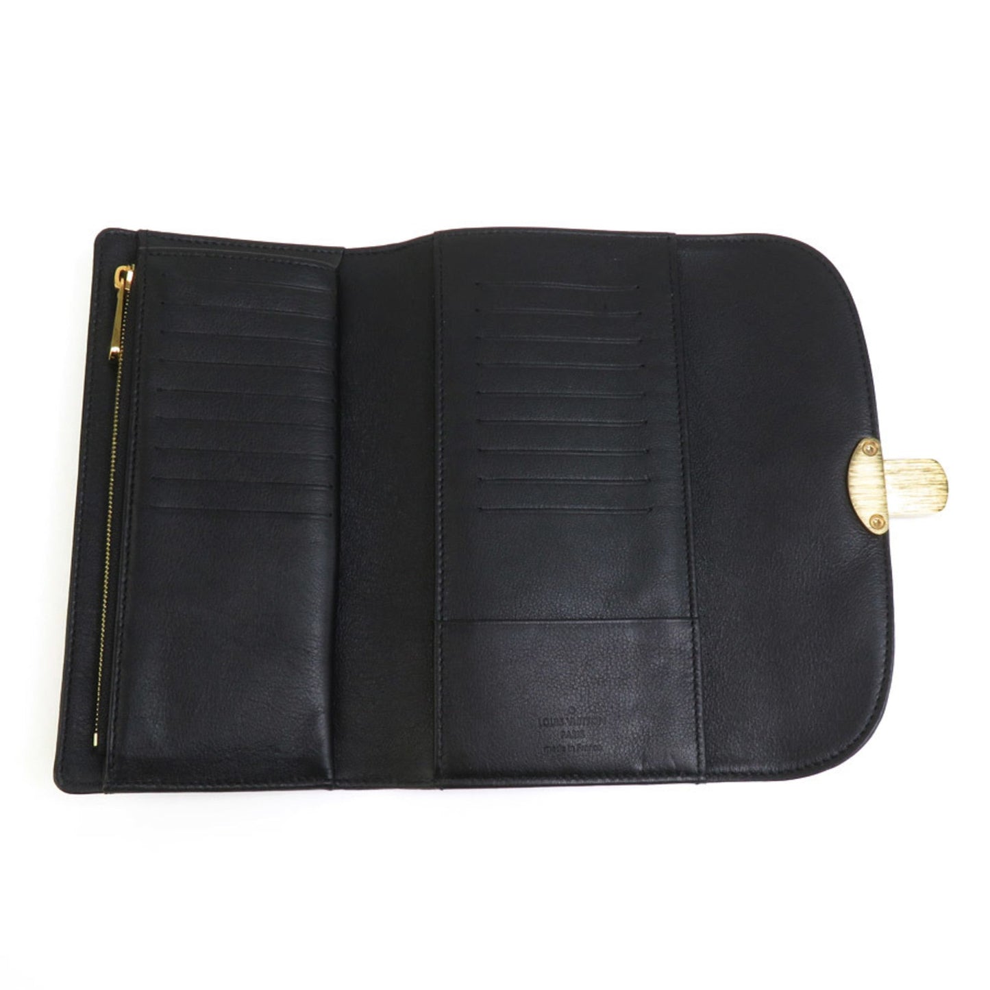 Louis Vuitton Mahina Monogram Noir Mahina Leather Long Wallet (Tri-Fold)