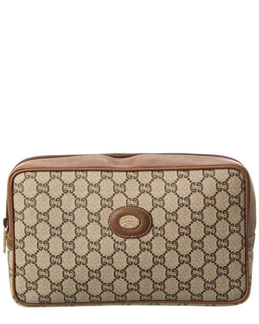 Gucci Brown GG Supreme Canvas Plus Pouch ( )