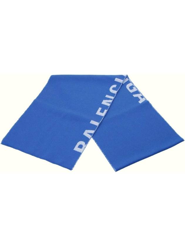 Luxury Balenciaga  Logo Wool Muffler Blue