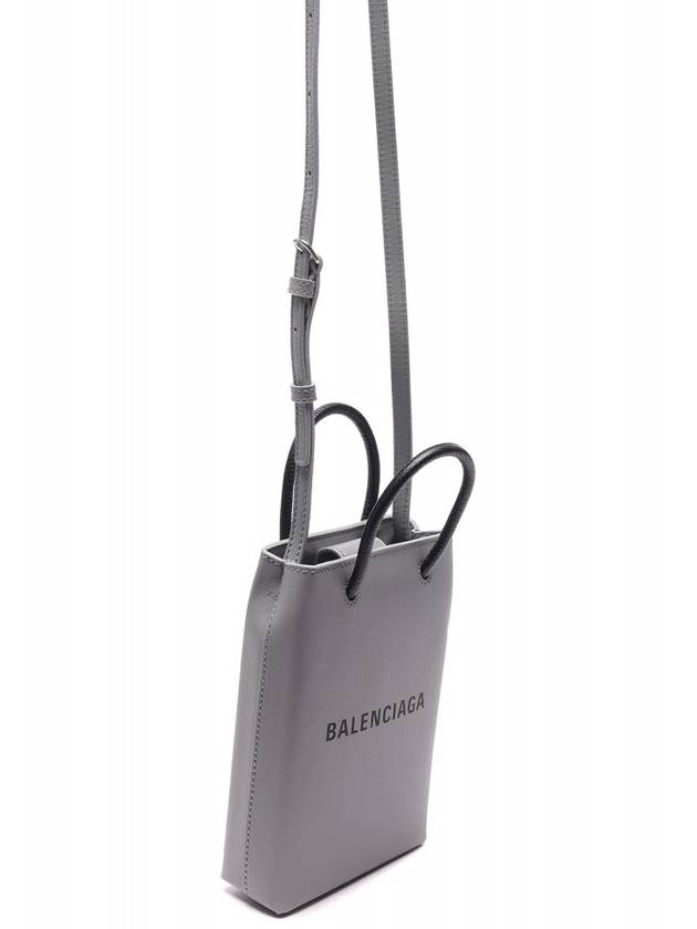 Luxury Balenciaga  Logo Print Phone Holder Small Cross Bag Grey