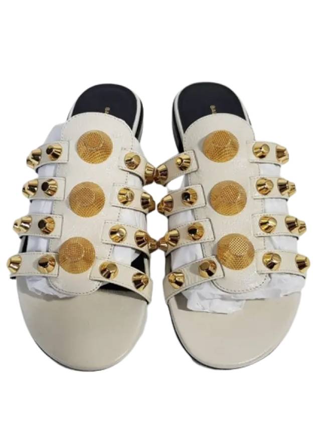 Luxury Balenciaga  Stud Strap Slippers White