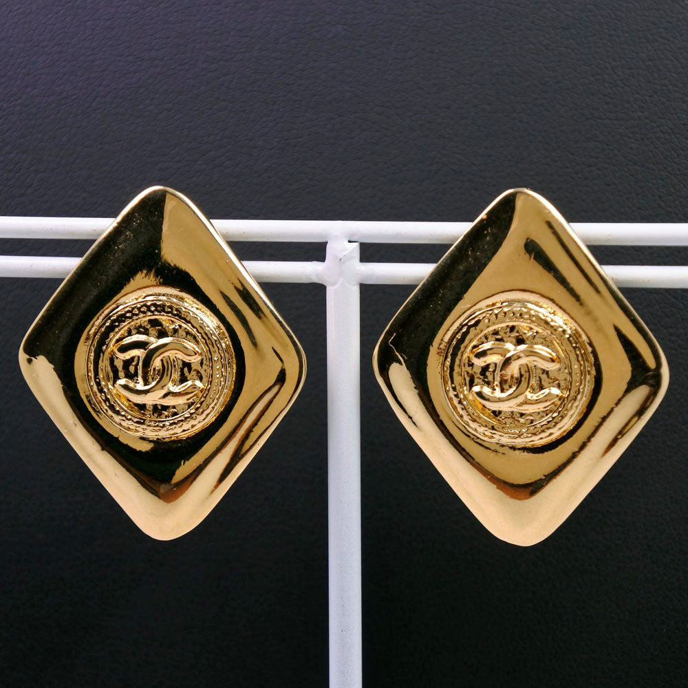 CHANEL Earring Plated Gold gold COCO Mark Women Used