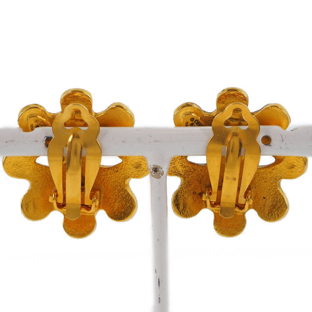 CHANEL Earring Plated Gold gold vintage flour COCO Mark Women Used