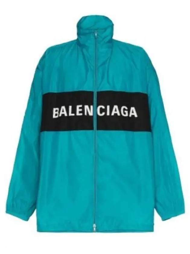 Luxury Balenciaga  Logo Print Nylon Windbreaker Blue