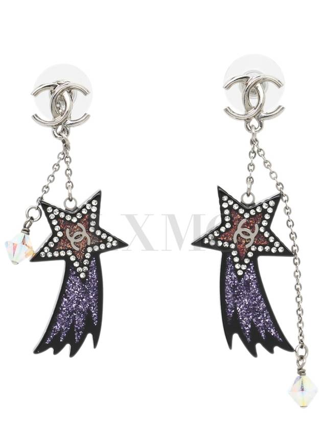 Long Earrings Shooting Star Resin CC Logo Dangle Chanel