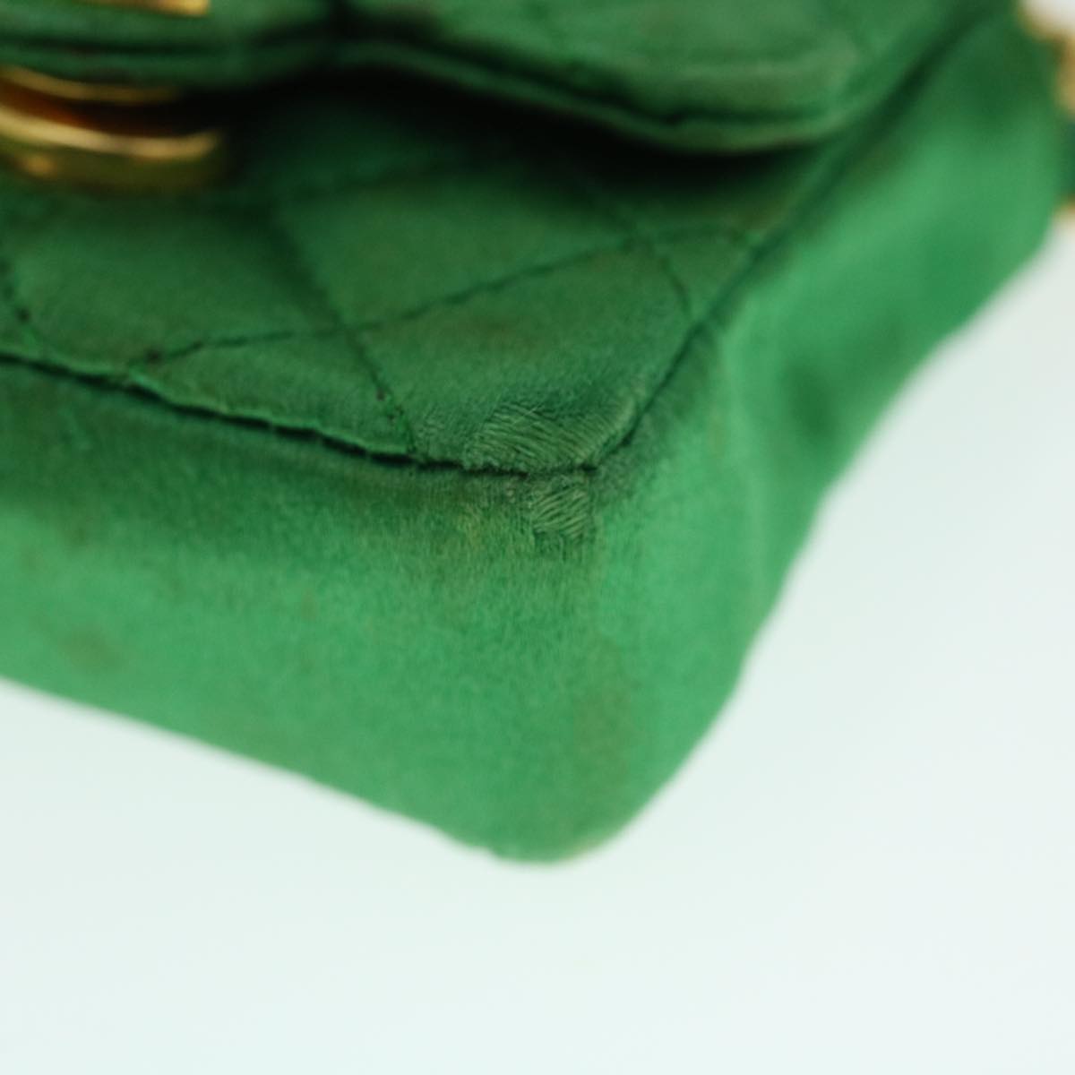 Top Quality Chanel Mini Matelasse Chain Pouch Shoulder Bag Satin Green Gold CC Auth 51271A