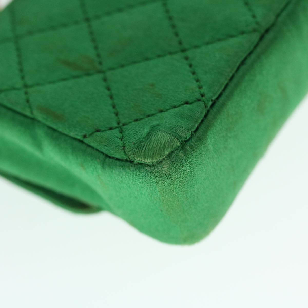 Top Quality Chanel Mini Matelasse Chain Pouch Shoulder Bag Satin Green Gold CC Auth 51271A