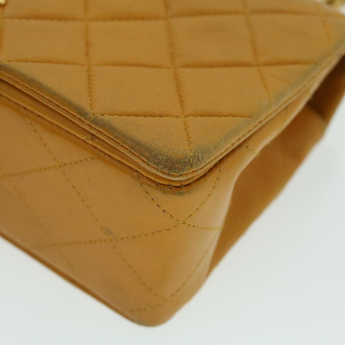 Top Quality Chanel Matelasse Turn Lock Chain Shoulder Bag Lamb Skin Orange CC Auth 51273A