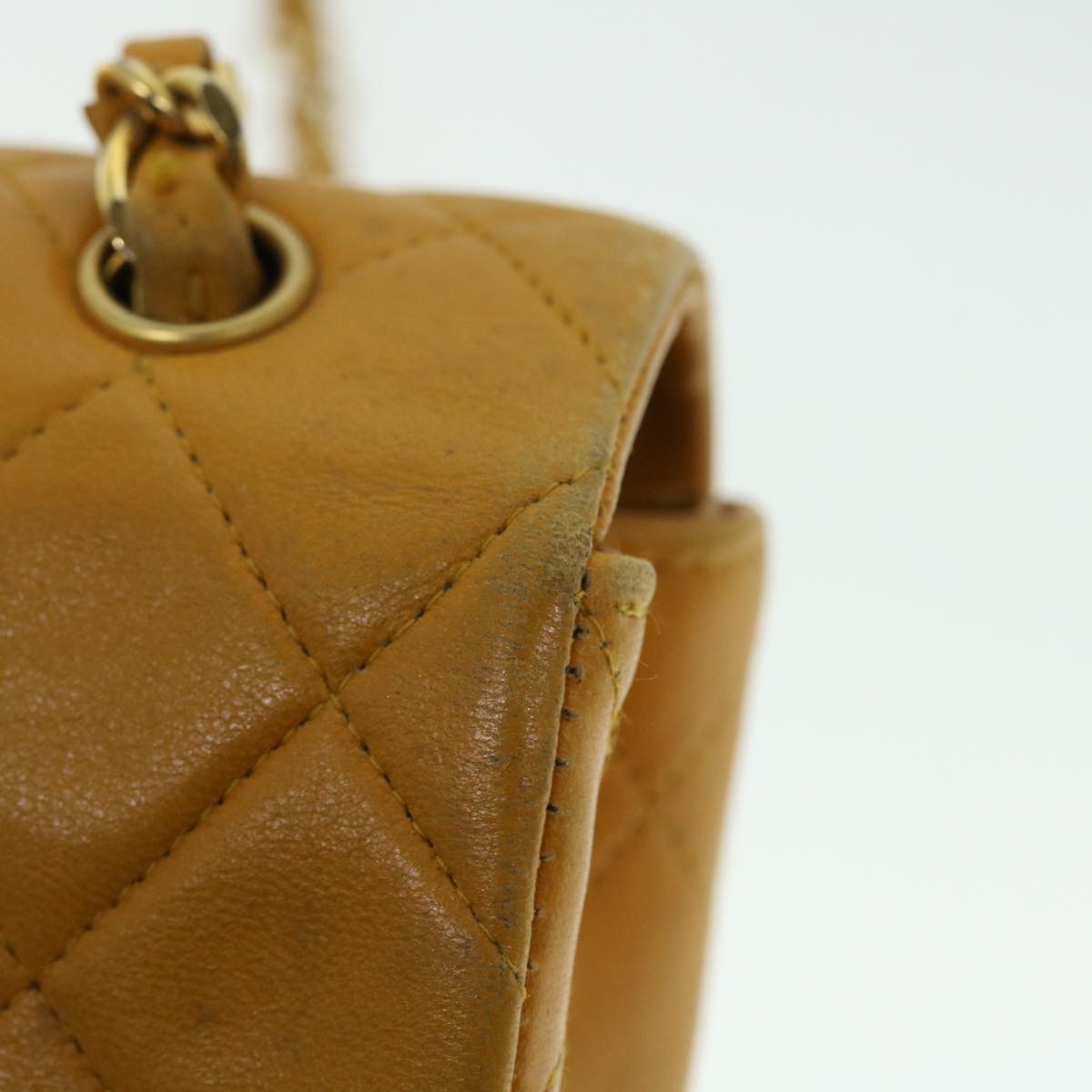 Top Quality Chanel Matelasse Turn Lock Chain Shoulder Bag Lamb Skin Orange CC Auth 51273A