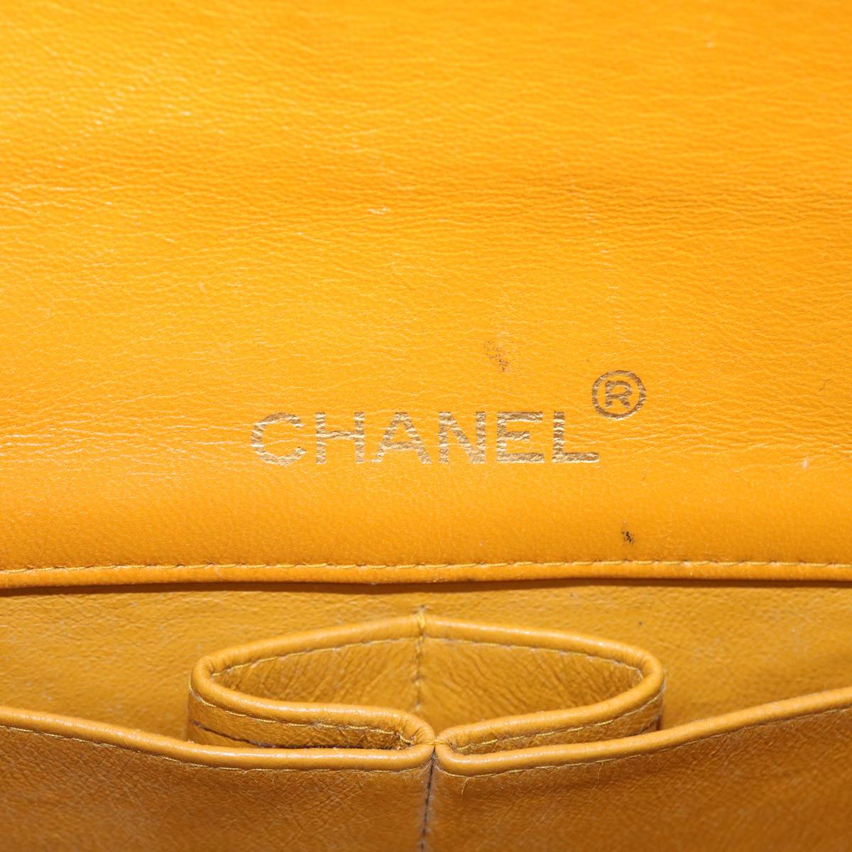 Top Quality Chanel Matelasse Turn Lock Chain Shoulder Bag Lamb Skin Orange CC Auth 51273A