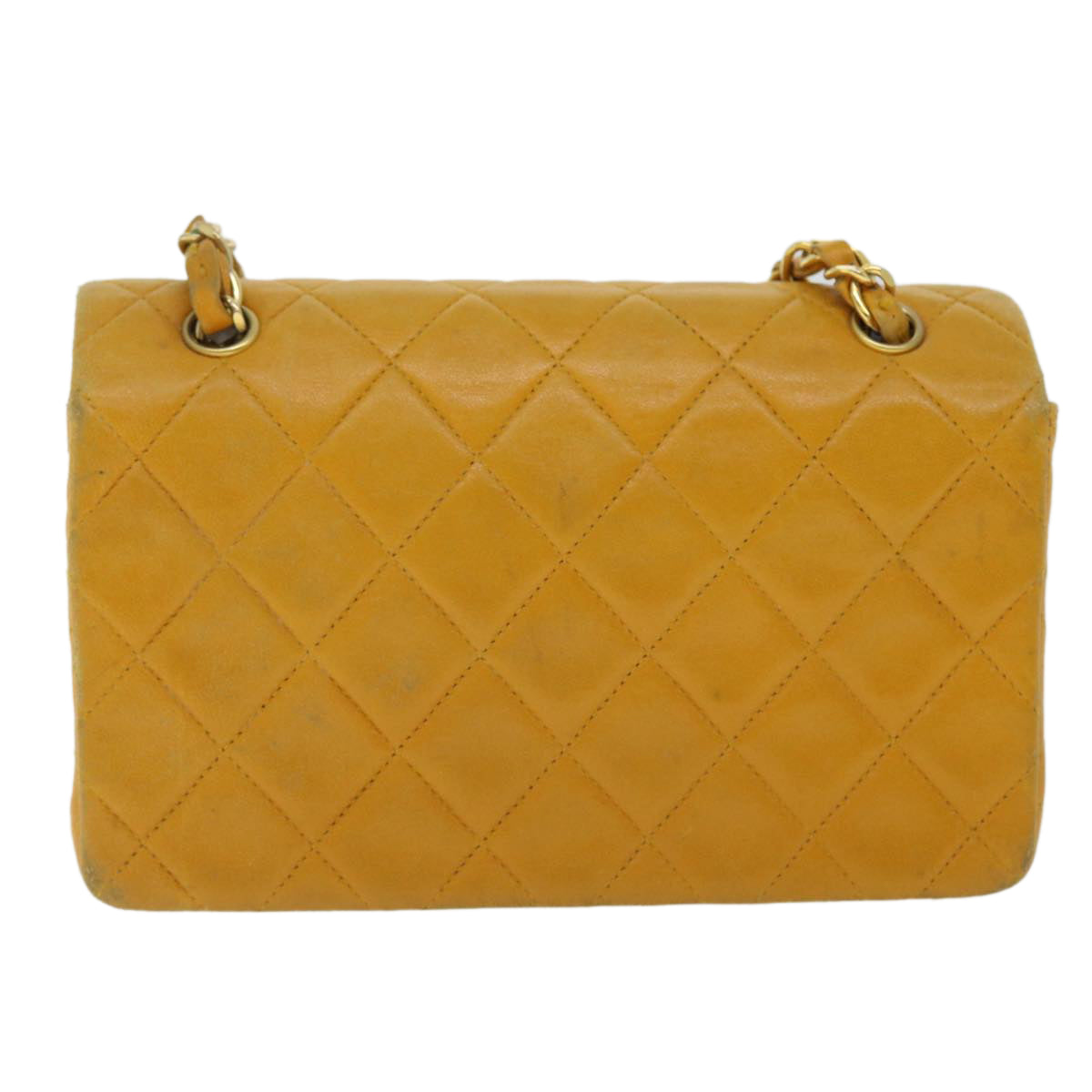 Top Quality Chanel Matelasse Turn Lock Chain Shoulder Bag Lamb Skin Orange CC Auth 51273A