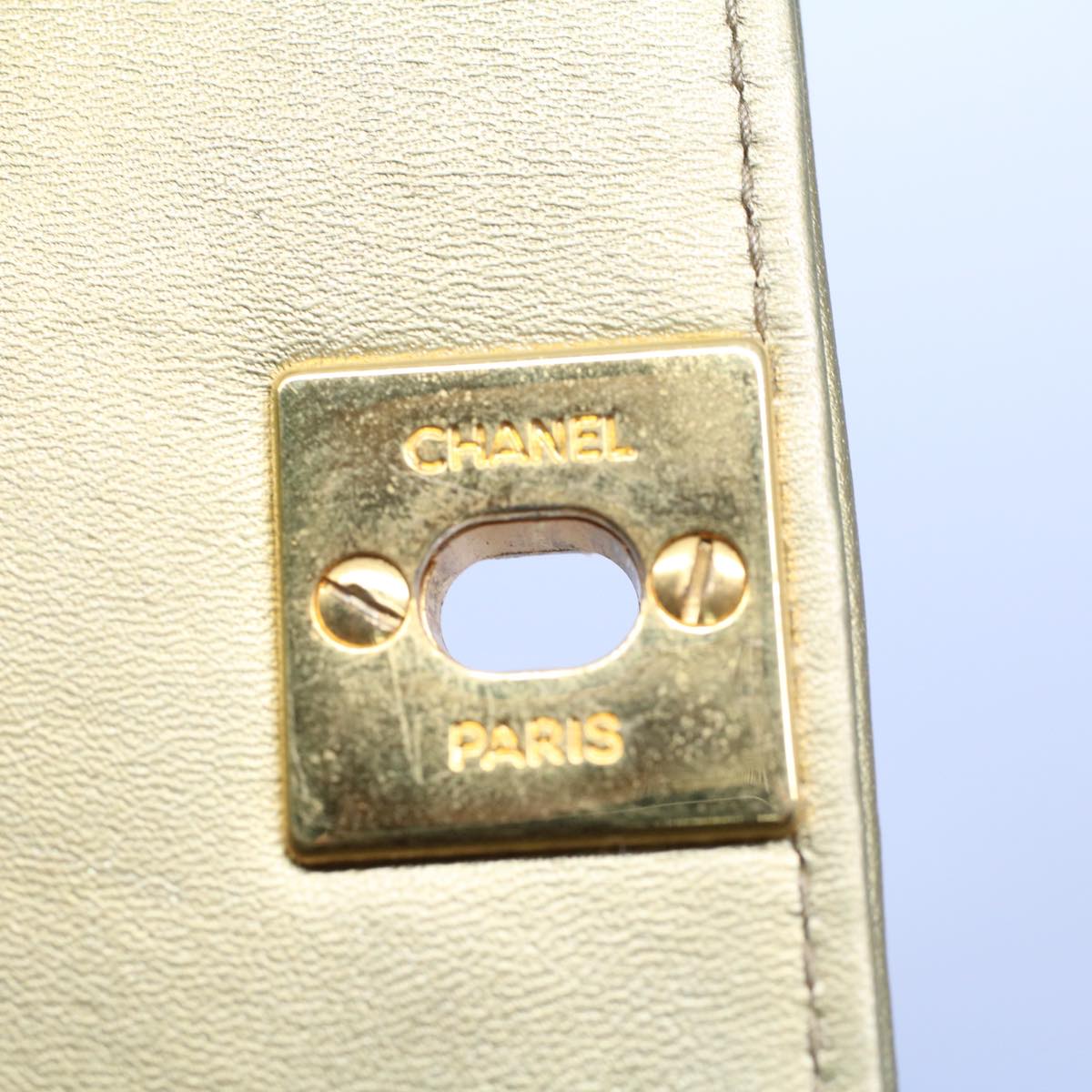 Top Quality Chanel Matelasse Turn Lock Chain Shoulder Bag Lamb Skin Gold CC Auth 51274A