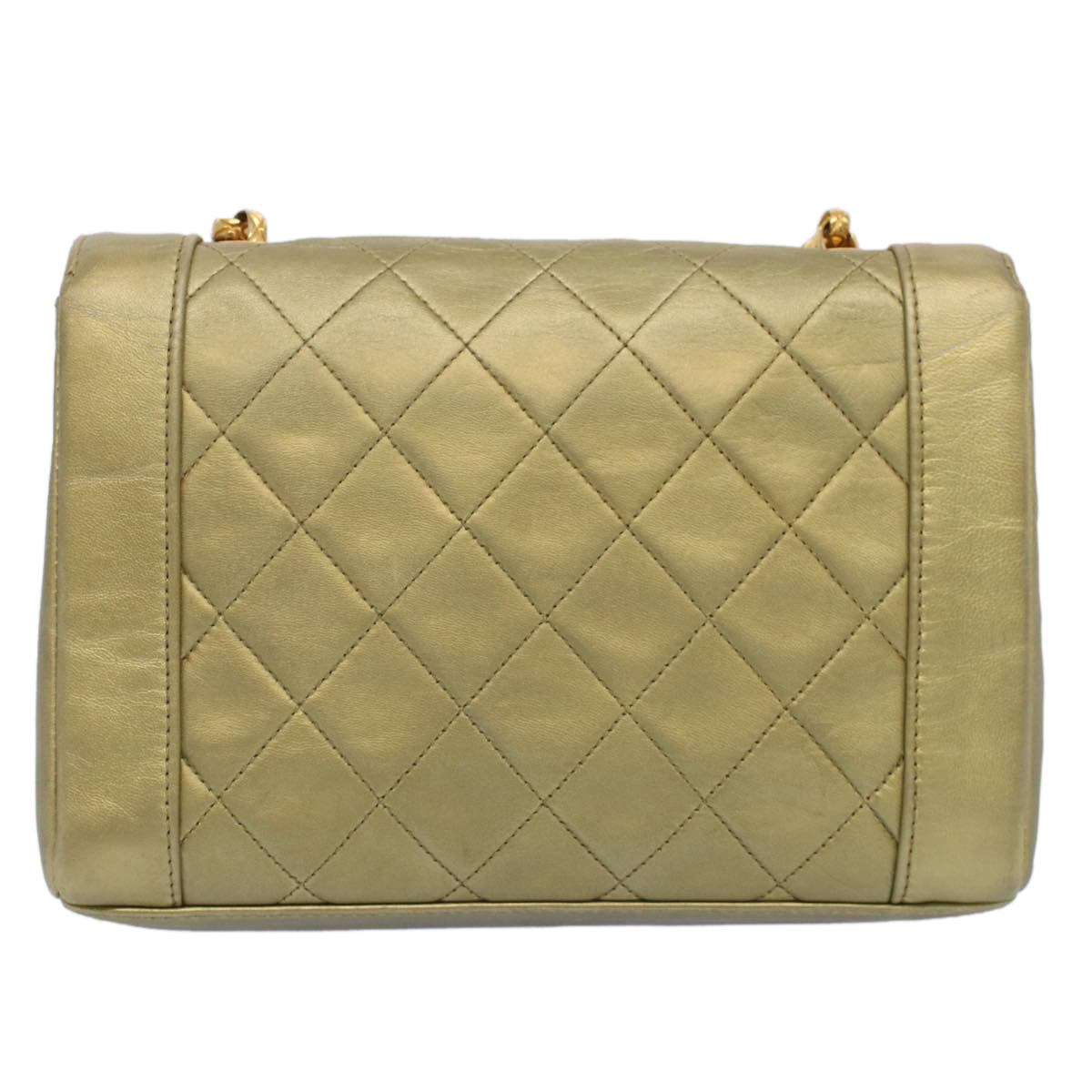 Top Quality Chanel Matelasse Turn Lock Chain Shoulder Bag Lamb Skin Gold CC Auth 51274A