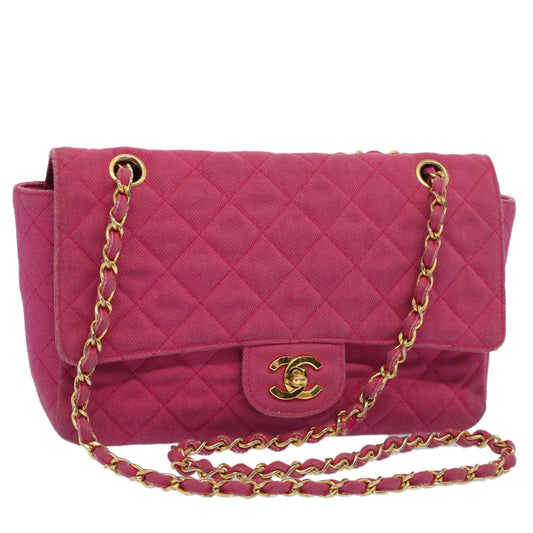 Top Quality Chanel Matelasse 25 Chain New Shoulder Bag Canvas Pink CC Auth 51276A