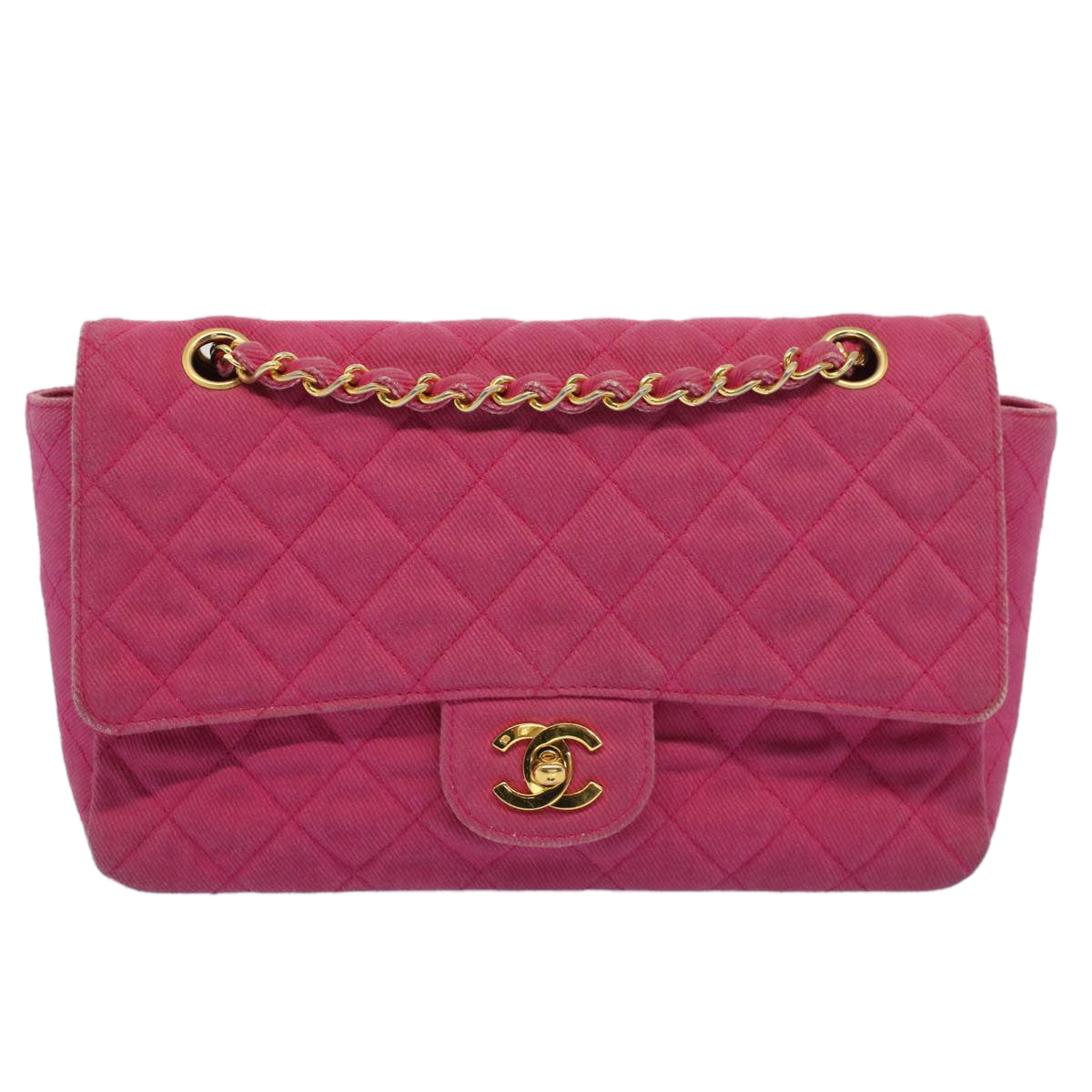 Top Quality Chanel Matelasse 25 Chain New Shoulder Bag Canvas Pink CC Auth 51276A