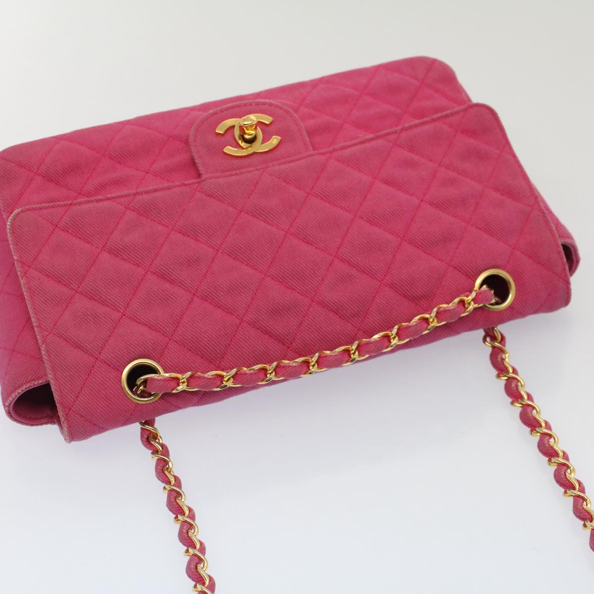 Top Quality Chanel Matelasse 25 Chain New Shoulder Bag Canvas Pink CC Auth 51276A