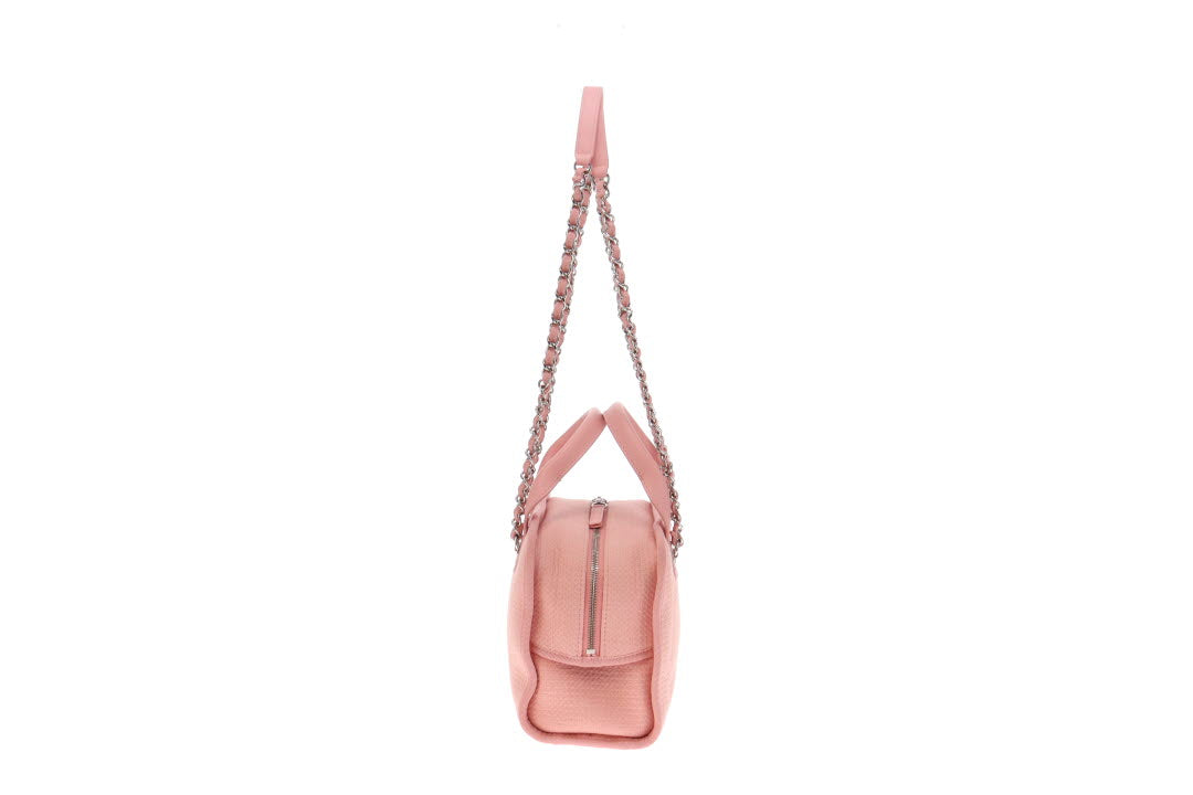 Chanel Pink Canvas and Leather Deauville Bowling Bag