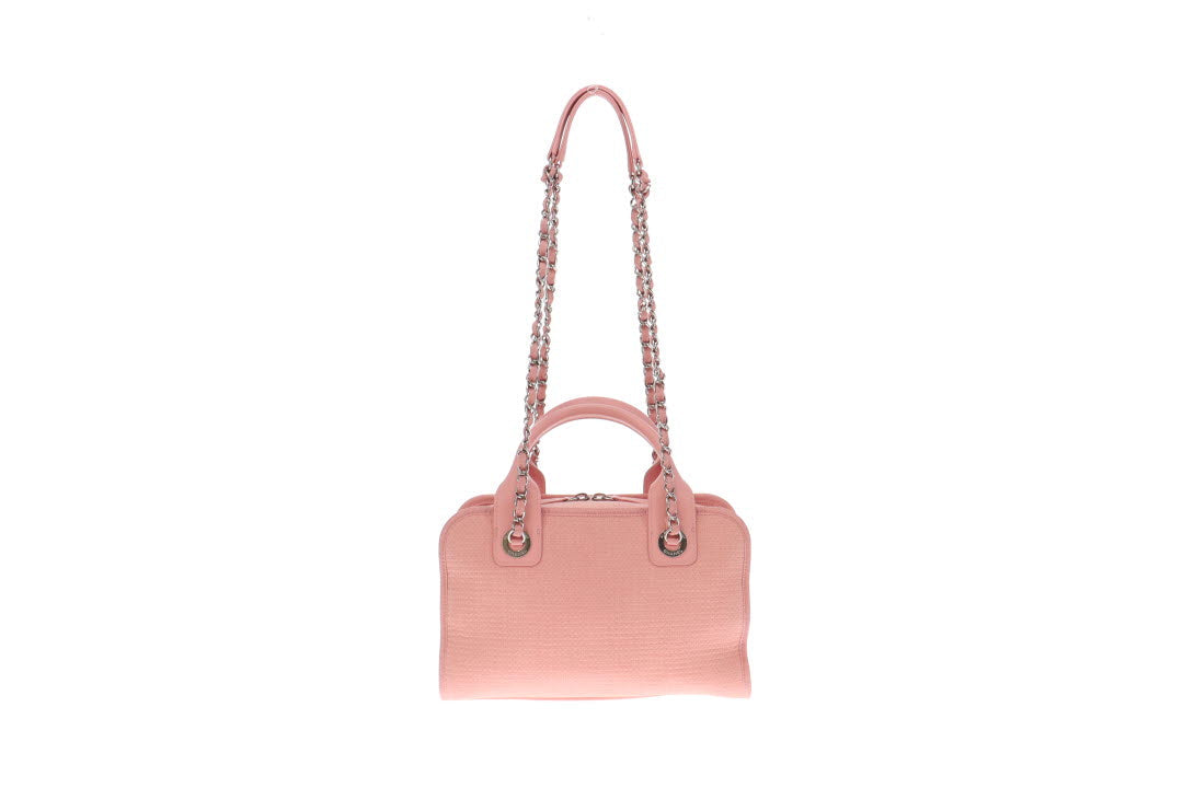Chanel Pink Canvas and Leather Deauville Bowling Bag
