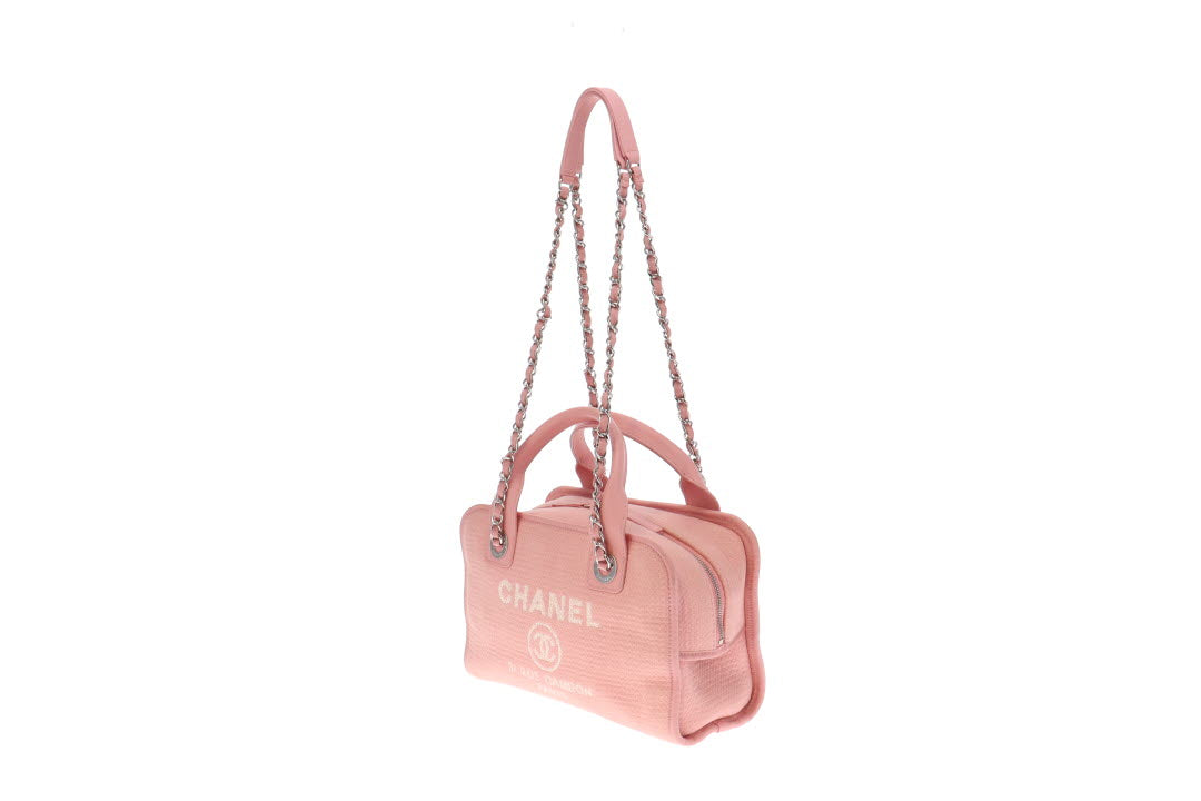 Chanel Pink Canvas and Leather Deauville Bowling Bag